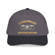 Load image into Gallery viewer, Mid Profile Baseball Cap - USCG - Coxswain w txt - Gold - 3D - Enhanced