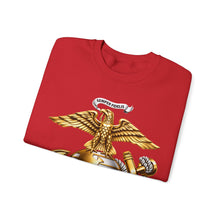 Load image into Gallery viewer, Crewneck Sweatshirt — Gold Eagle Globe & Anchor Graphic (Semper Fidelis)