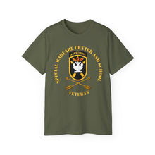Load image into Gallery viewer, Unisex Ultra Cotton Tee - JFK Special Warfare Center - School SSI w Branch - Veteran wo Backgrnd