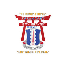Load image into Gallery viewer, Kiss-Cut Vinyl Decals - Army - 187th Infantry Regiment - Torii, Rakkasans, Let Valor Not Fail, English, Latin X 300