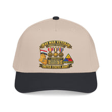 Load image into Gallery viewer, Mid Profile Baseball Cap - Army - Iraq War Veteran - Ribbon Bar - Map - SSI - 1st Armored Division - 3D - Enhanced