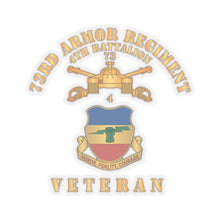 Load image into Gallery viewer, Kiss-Cut Stickers - 4th Battalion 73rd Armor Regiment - Veteran W DUI wo At War - Br X 300