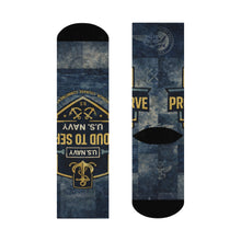 Load image into Gallery viewer, Proud to Serve Cushioned Crew Socks – Navy