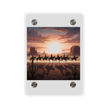 Load image into Gallery viewer, Acrylic Wall Art Panel - 10th Cavalry on Patrol in the sunset w 10th Cav Guidon