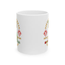 Load image into Gallery viewer, White Ceramic Mug, (11oz, 15oz) - Vietnam Combat Veteran w 20th Engineer Brigade SSI - Dong Tam X 300