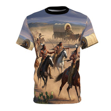 Load image into Gallery viewer, Unisex Tee - Indians Attacking a Wagon Train AOP Shirt