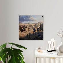 Load image into Gallery viewer, Acrylic Wall Art Panel - Apache Indians attacking a US Army defending a wagon train