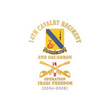 Load image into Gallery viewer, Kiss-Cut Vinyl Decals - Army - 14th Cavalry Regiment w Cav Br - 2nd Squadron - Operation Iraqi Freedom - 2004 - 2005 - Red Txt X 300