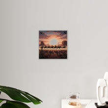 Load image into Gallery viewer, Acrylic Wall Art Panel - 10th Cavalry on Patrol in the sunset w 10th Cav Guidon