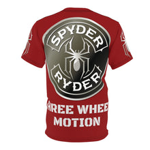 Load image into Gallery viewer, Unisex Cut & Sew Tee (AOP) - Spyder Ryder - Three Wheel Motion - Cherry Red V1