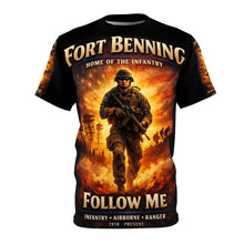 Load image into Gallery viewer, Fort Benning Infantry Tribute All‑Over Print Tee — "Follow Me, I Am the Infantry"