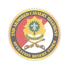 Load image into Gallery viewer, Kiss-Cut Stickers - Army - 2nd Armored Cavalry Regiment DUI - Red White - Operation Desert Storm