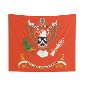 Indoor Wall Tapestries - 43rd Signal Battalion - TEAMWORK STRENGTH SPEED, Battalion Colors Tapestry