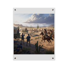 Load image into Gallery viewer, Acrylic Wall Art Panel - Apache Indians attacking a US Army defending a wagon train