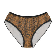 Load image into Gallery viewer, Stylish Women's Briefs with Snake Print, Trendy Underwear, Comfortable Lingerie - Black and White Snake Skin - Light Brown
