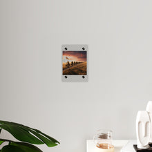 Load image into Gallery viewer, Acrylic Wall Art Panel - E Company 25th Infantry Buffalo Soldiers Bicycle Corps with Guidon on the Prairie at Sunset