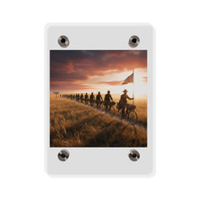 Load image into Gallery viewer, Acrylic Wall Art Panel - E Company 25th Infantry Buffalo Soldiers Bicycle Corps with Guidon on the Prairie at Sunset