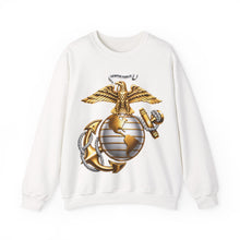 Load image into Gallery viewer, Crewneck Sweatshirt — Gold Eagle Globe & Anchor Graphic (Semper Fidelis)