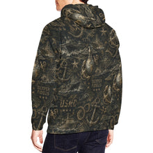 Load image into Gallery viewer, AOP Hoodie - Distressed USMC Nautical Emblem Pattern Men's All Over Print Hoodie (USA Size)