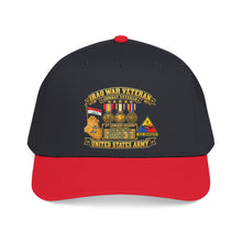 Load image into Gallery viewer, Mid Profile Baseball Cap - Army - Iraq War Veteran - Ribbon Bar - Map - SSI - 1st Armored Division - 3D - Enhanced