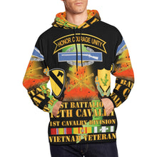 Load image into Gallery viewer, Men's All Over Print Hoodie (USA Size) (Model H13) - 1st Battalion, 12th Cav - SSI - DUI - MAP VN SVC