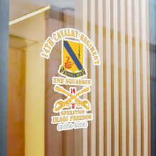 Load image into Gallery viewer, Kiss-Cut Vinyl Decals - Army - 14th Cavalry Regiment w Cav Br - 2nd Squadron - Operation Iraqi Freedom - 2004 - 2005 - Red Txt X 300