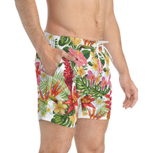 Load image into Gallery viewer, Swim Trunks (AOP) - White - Tropical Flowers X 300