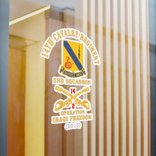 Load image into Gallery viewer, Kiss-Cut Vinyl Decals - Army - 14th Cavalry Regiment w Cav Br - 2nd Squadron - Operation Iraqi Freedom - 2010 - Red Txt X 300