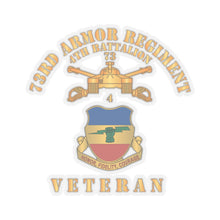 Load image into Gallery viewer, Kiss-Cut Stickers - 4th Battalion 73rd Armor Regiment - Veteran W DUI wo At War - Br X 300