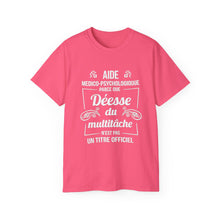 Load image into Gallery viewer, Unisex Ultra Cotton Tee - Déesse multitâche en typographie rose - white texts