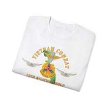 Load image into Gallery viewer, Unisex Ultra Cotton Tee - Vietnam Combat Aviation Vet w Air Crew Badge - 12th AVN GroupI Mil Region III w SVC X 300