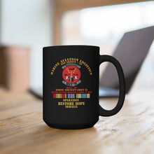 Load image into Gallery viewer, Black Mug 15oz - USMC - Marine Aviation Logistics Squadron 39 - MALS 39 - Magicians - Opn Restore Hope Solmalia W Svc