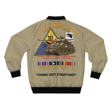 Load image into Gallery viewer, Men's Bomber Jacket (AOP) - 761st Tank Battalion "Black Panthers" (Come Out Fighting)