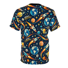 Load image into Gallery viewer, Retro Rocket Space Tee — All-Over Planet & Rocket Print