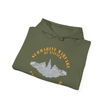 Load image into Gallery viewer, Unisex Heavy Blend™ Hooded Sweatshirt - Navy - Submarine Badge - Silver - Qualified