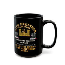 Load image into Gallery viewer, Black Mug 15oz - 11th Engineer Battalion - Camp Humphries 2nd Infantry Division - Korea