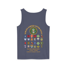 Load image into Gallery viewer, Unisex Combat Veteran Tank Top, Always Earned Never Given Apparel, Military Tribute Shirt, Patriotic Gift for Veterans, Summer Casual Wear - Combat Veteran - 11B40X - Retired Army with Multi Units