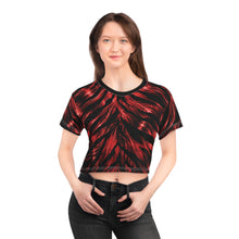 Load image into Gallery viewer, All-Over Print Beach & Festival Crop Tee - Bold zebra stripe in fiery red