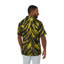 Load image into Gallery viewer, Mens Hawaiian Camp Shirt — Metallic Yellow tiger-stripe