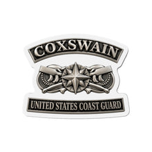 Load image into Gallery viewer, Die-Cut Magnet - USCG - Coxswain w txt - Silver - 3D - Enhanced