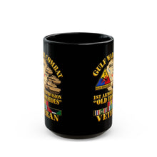 Load image into Gallery viewer, Black Mug (15oz) - Army - Gulf War Combat - 1st Armored Divi - Old Ironsides - Veteran - Map w GULF SVC - 3D - Enhanced
