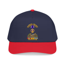 Load image into Gallery viewer, Mid Profile Baseball Cap - Vietnam War Purple Heart Medal w VN SVC - with Vietnam Scene - 3D - Transparent