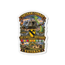 Load image into Gallery viewer, Die-Cut Magnet - Army - Vietnam Combat Cavalry Veteran w 1st Cav Div SSI Big Helo - 3D - Enhanced