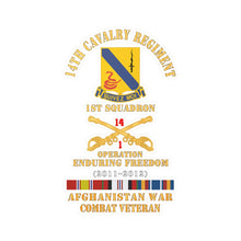 Load image into Gallery viewer, Kiss-Cut Vinyl Decals - Army - 14th Cavalry Regiment w Cav Br - 1st Squadron - OEF - 2011-2012 - Red Txt Cbt Vet w AFGHAN SVC X 300