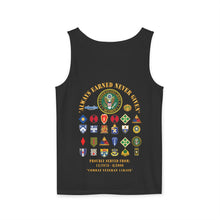 Load image into Gallery viewer, Unisex Combat Veteran Tank Top, Always Earned Never Given Apparel, Military Tribute Shirt, Patriotic Gift for Veterans, Summer Casual Wear - Combat Veteran - 11B40X - Retired Army with Multi Units
