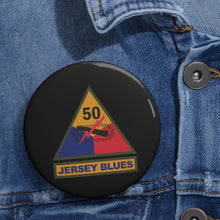 Load image into Gallery viewer, Custom Pin Buttons - SSI - 50th Armored Division w Name Tape X 300