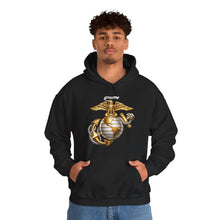Load image into Gallery viewer, Marine Corps Emblem Hoodie – USMC Eagle Globe Anchor Sweatshirt