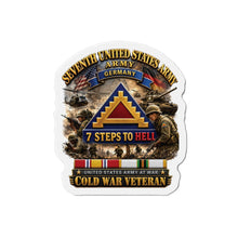 Load image into Gallery viewer, Die-Cut Magnet - Army - 7th Unites States Army - 7 Steps to Hell w Germany Tab - SS w COLD WAR SVC - 3D - Enhanced
