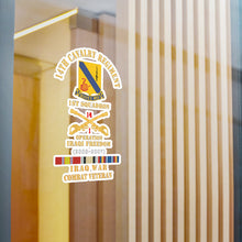 Load image into Gallery viewer, Kiss-Cut Vinyl Decals - Army - 14th Cavalry Regiment w Cav Br - 1st Squadron - OIF - 2006–2007 - Red Txt Cbt Vet w IRAQ SVC X 300