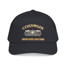 Load image into Gallery viewer, Mid Profile Baseball Cap - USCG - Coxswain w txt - Gold - 3D - Enhanced